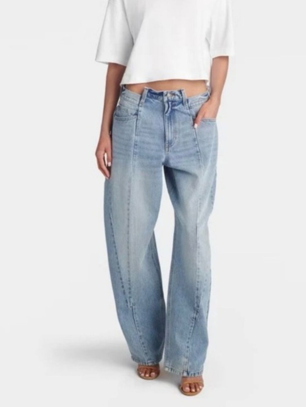 KBB By Kahlana Mid-Rise Barrel Leg Jeans